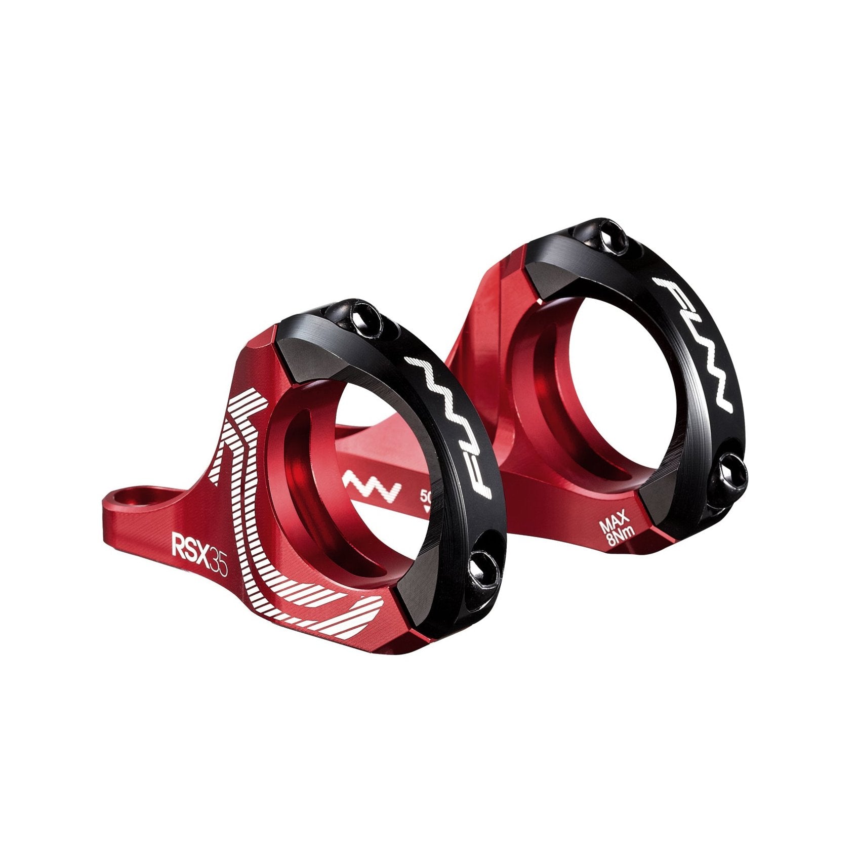 FUNN RSX Direct Mount Stem, red and black alloy, 35mm clamp and 30mm rise for MTB handlebars