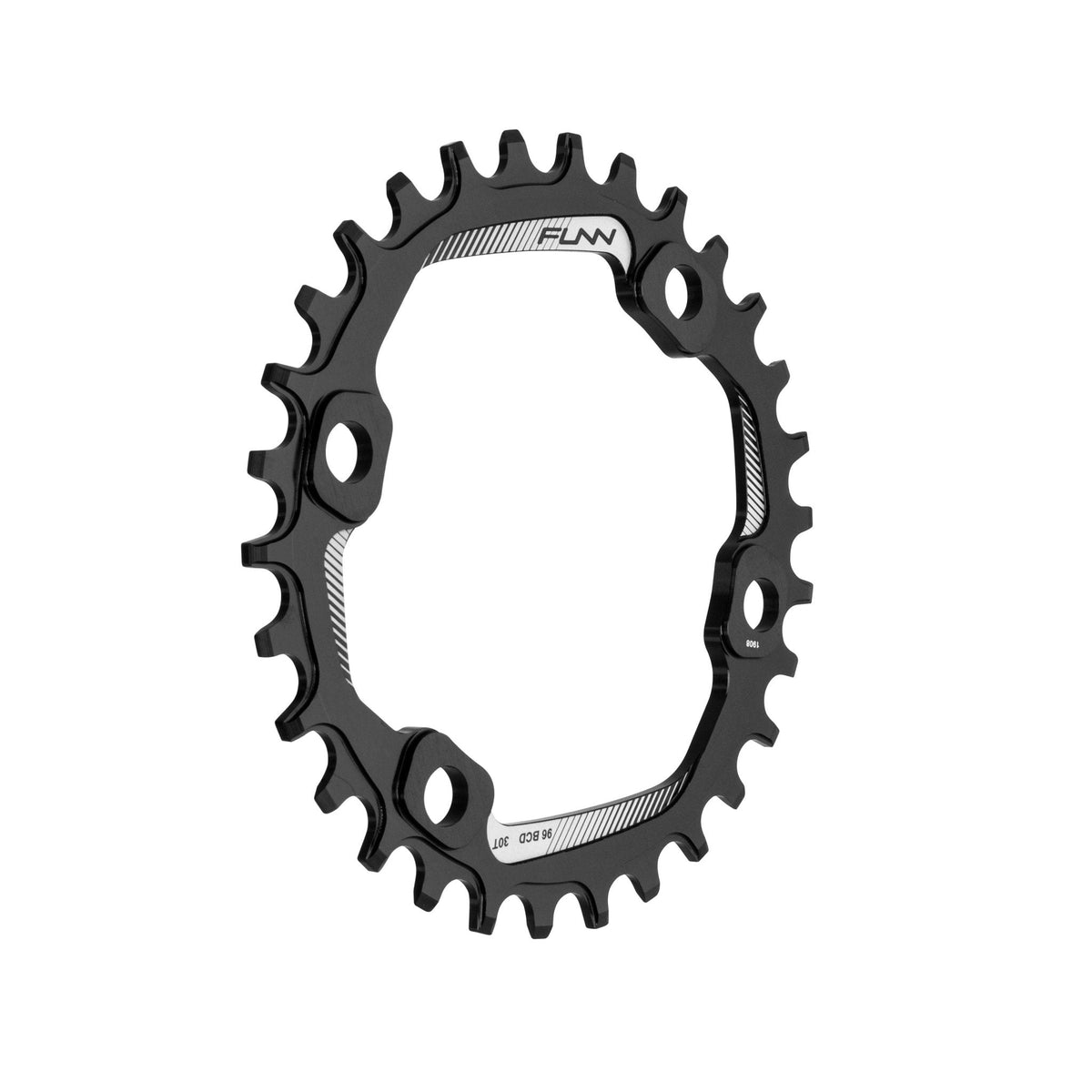 Black FUNN Solo 96 Narrow-Wide Chainring, alloy BCD 96 round chainring with narrow-wide teeth for secure MTB drivetrain.