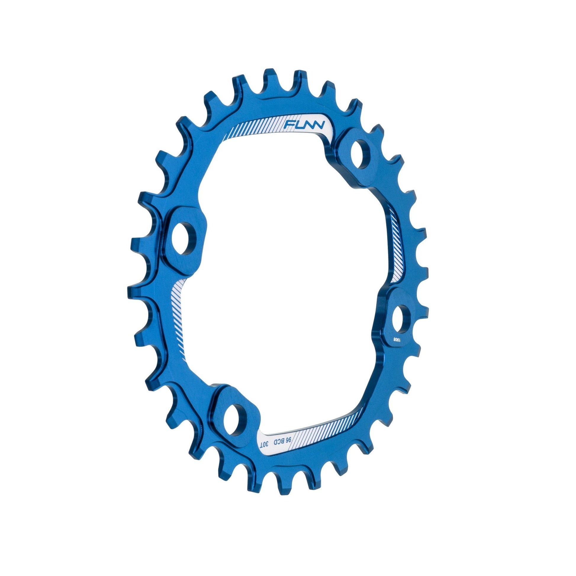 Funn mountain bike components - Solo 96 Narrow - Wide Chainring Blue 30T in a white background.