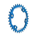 Funn mountain bike components - Solo 96 Narrow - Wide Chainring Blue 32T in a white background.