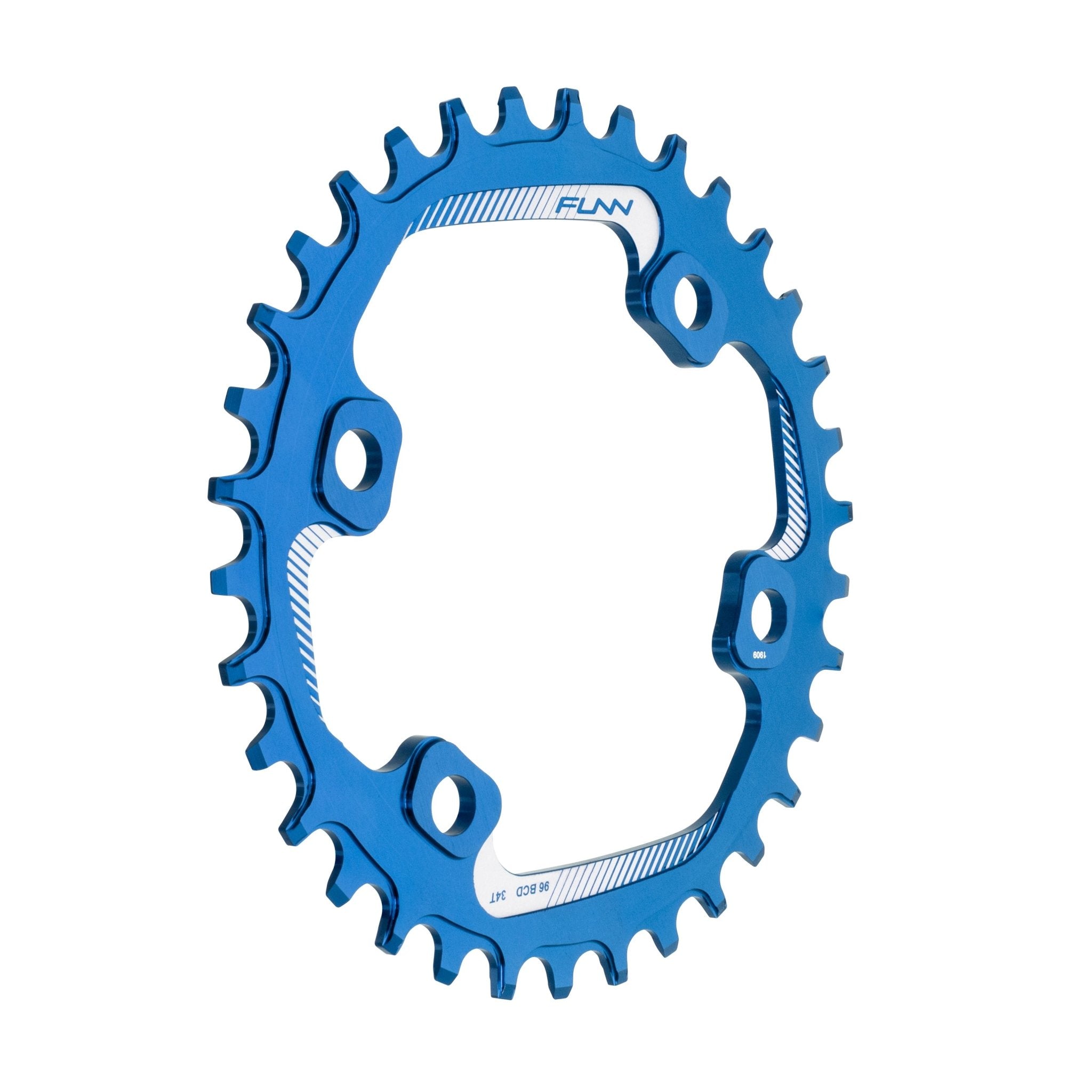 FUNN Solo 96 Narrow-Wide Chainring, blue anodized aluminum round bike chainring with narrow-wide teeth for secure chain retention