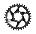 Funn mountain bike components - Solo DX Narrow - Wide Chainring Black 6mm 30T in a white background.