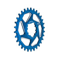 Funn mountain bike components - Solo DX Narrow - Wide Chainring Blue 3mm (Boost) 30T in a white background.