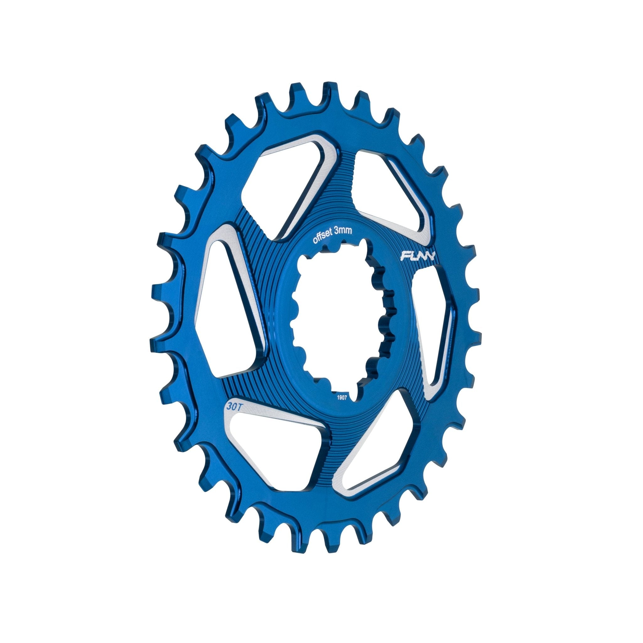 FUNN Solo DX Narrow-Wide Chainring, blue anodized alloy 30T round sprocket for MTB single chainring drivetrain