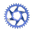 Funn mountain bike components - Solo DX Narrow - Wide Chainring Blue 6mm 34T in a white background.