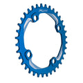 Funn mountain bike components - Solo Narrow - Wide Chainring Blue 36T in a white background.