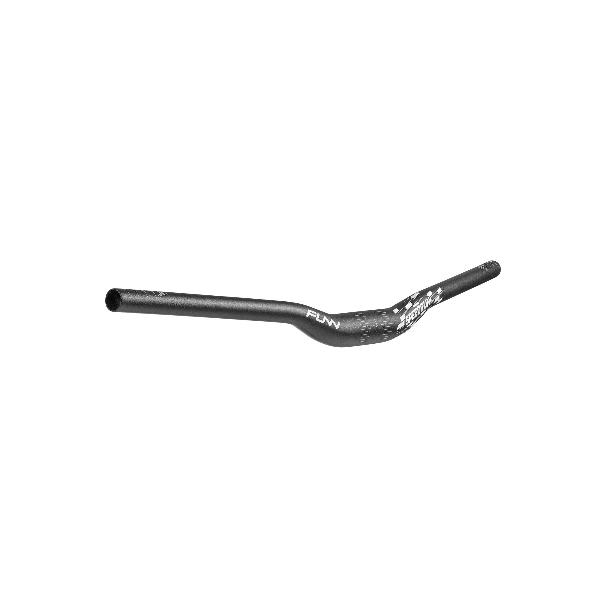 Black aluminum FUNN Speedrun Junior Handlebar with slight rise and sweep, lightweight MTB bar for kids’ bikes
