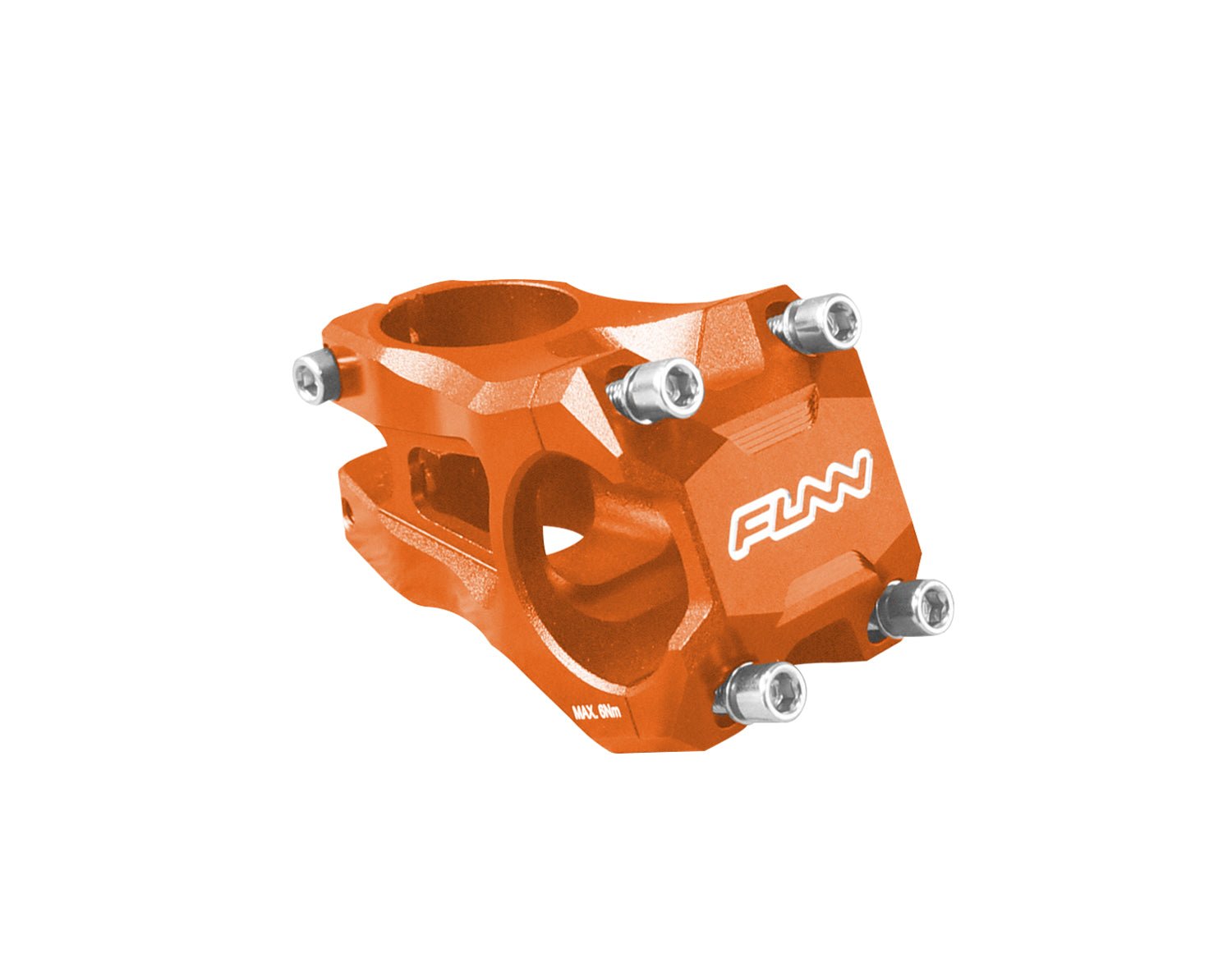 FUNN Strippa EVO Stem, orange alloy 31.8mm clamp, 45mm length MTB handlebar stem with four-bolt faceplate