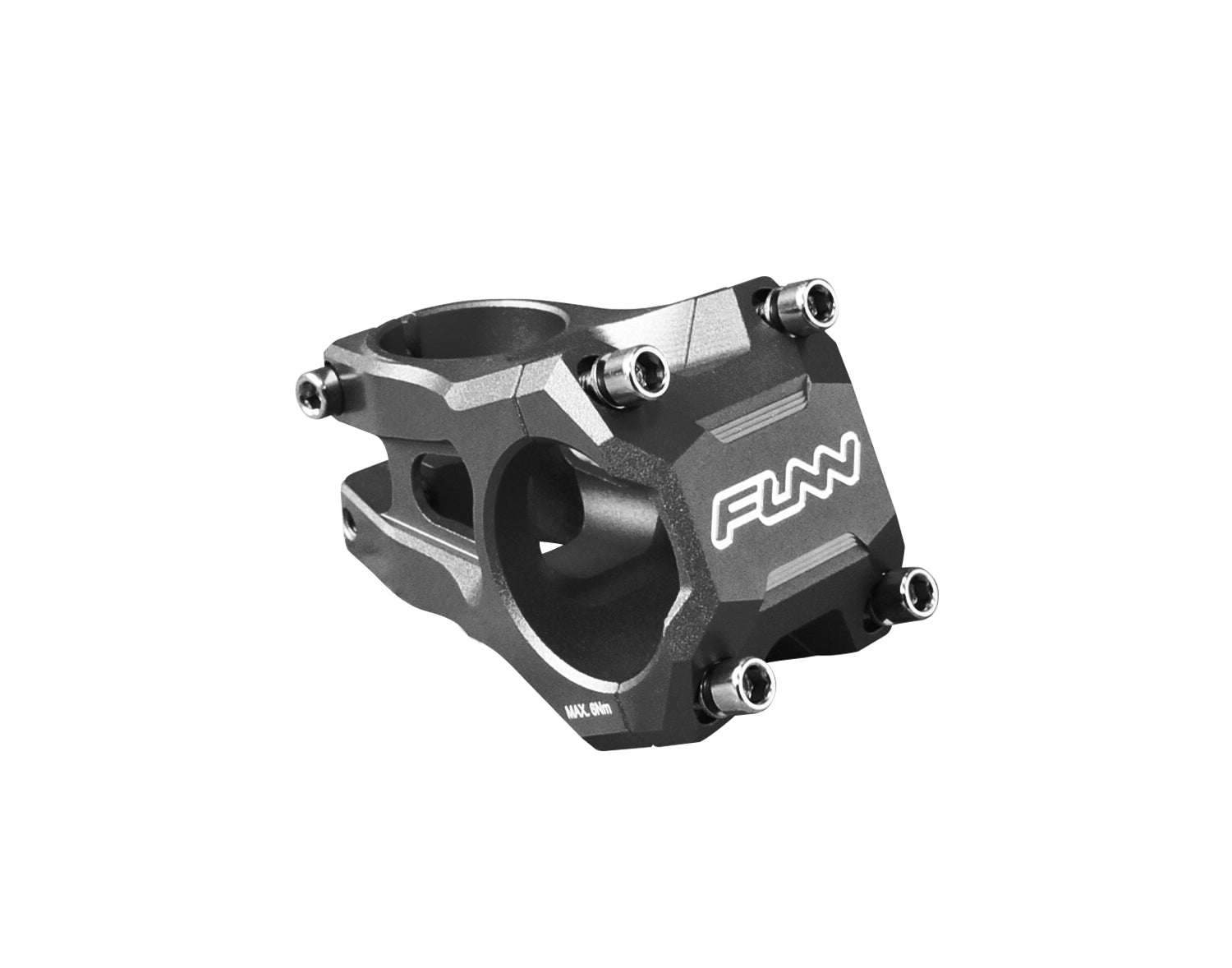 FUNN Strippa EVO Stem, black alloy MTB stem with 35mm clamp and 45mm length, four-bolt faceplate and sleek angular design