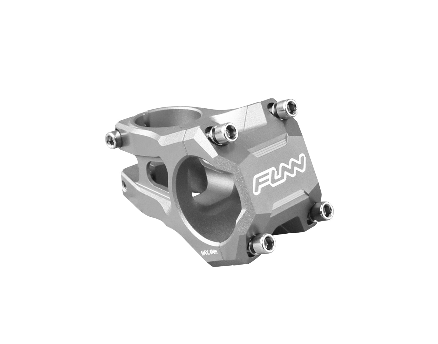FUNN Strippa EVO Stem in silver, 35mm clamp and 45mm length, CNC alloy mountain bike handlebar stem with hex bolts