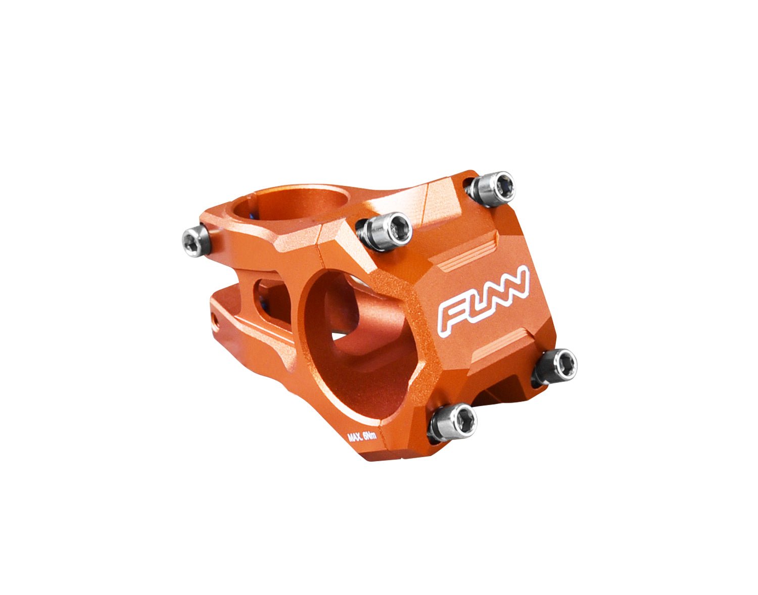 FUNN Strippa EVO Stem in orange alloy, 35mm clamp, 45mm length, four-bolt MTB handlebar stem for strong, precise control