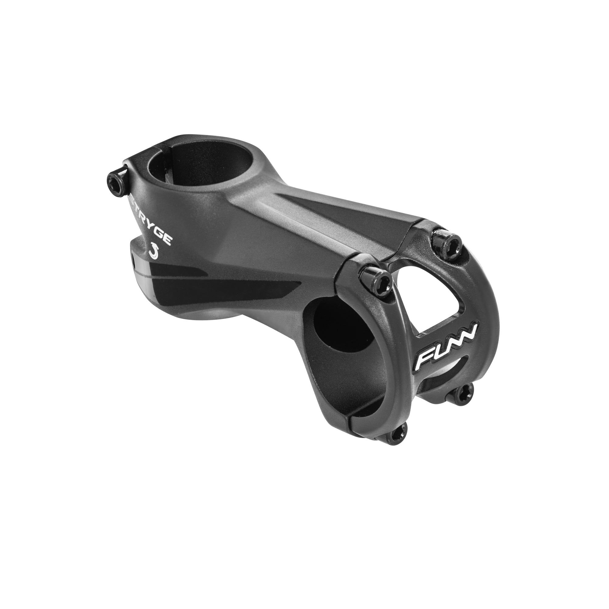 FUNN Stryge Drop Stem, black alloy 35mm clamp, 75mm length, low-profile aerodynamic shape for MTB handlebar control