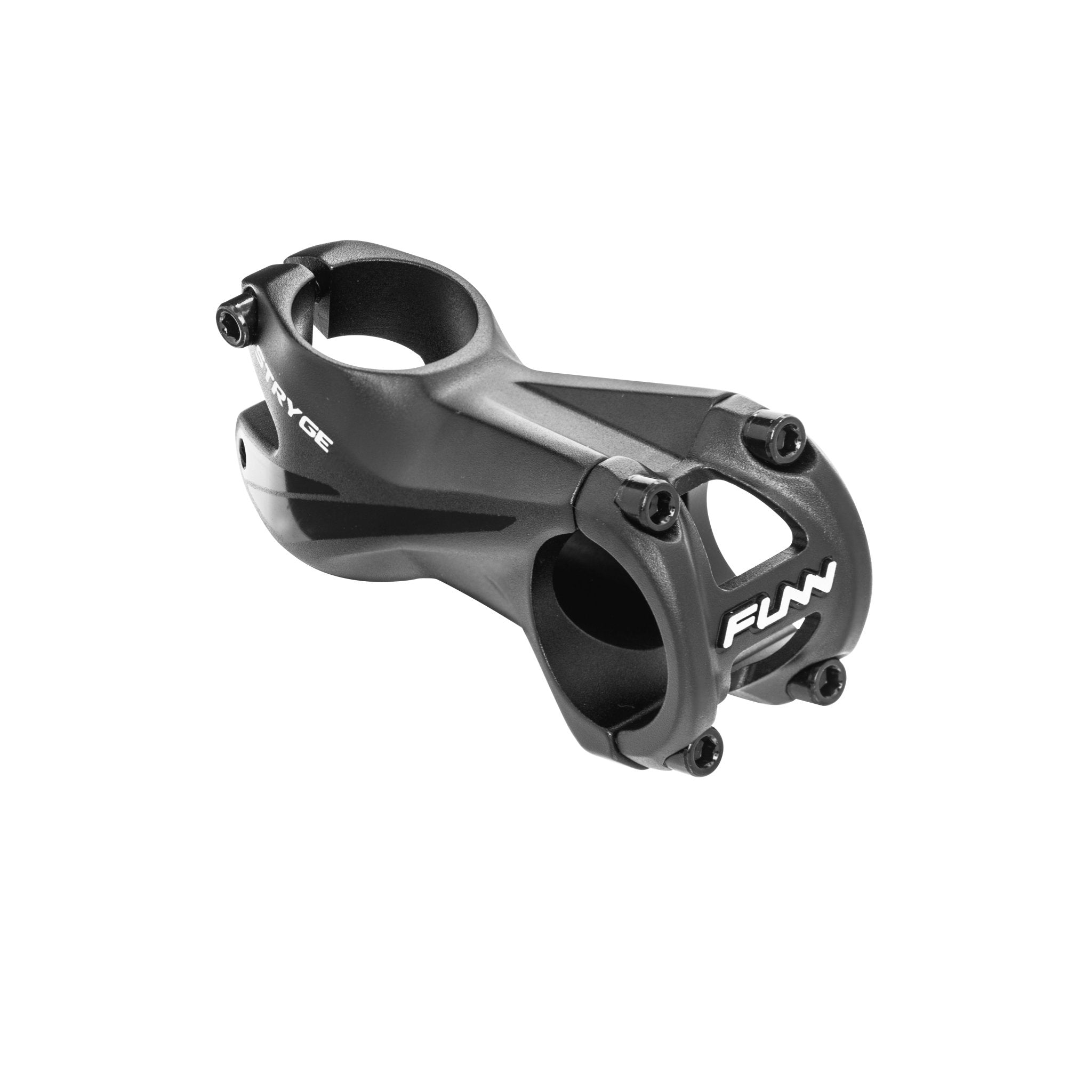 FUNN Stryge Riser Stem 70mm, black CNC alloy mountain bike handlebar stem with four-bolt faceplate and sleek angular design