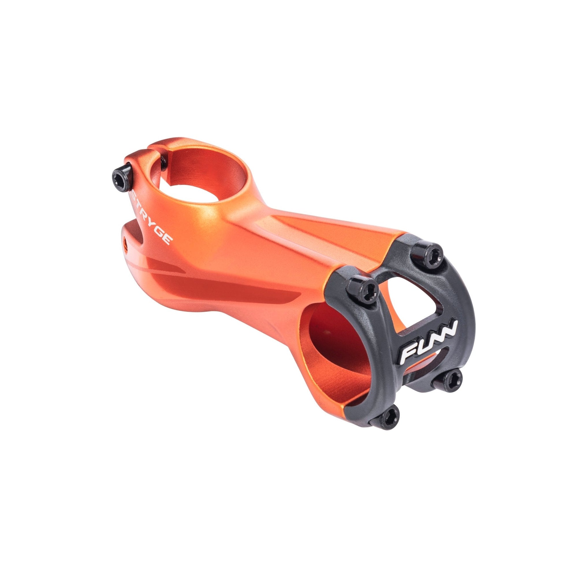 Funn mountain bike components - Stryge Riser Stem 80mm Orange in a white background.