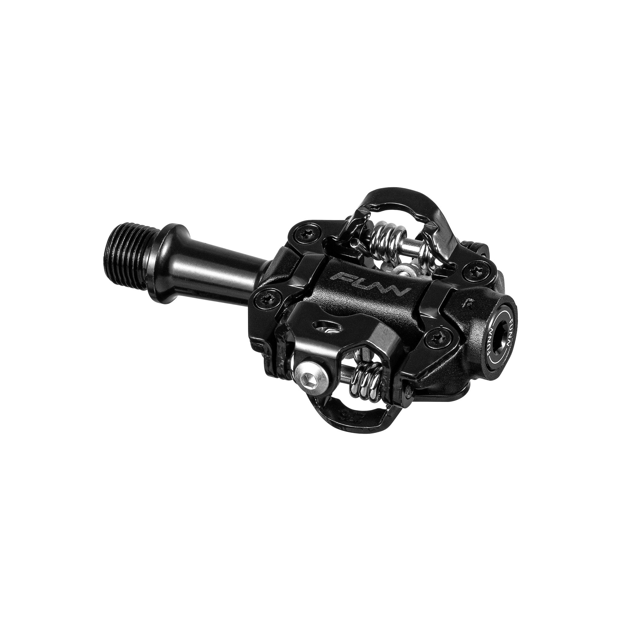 Black FUNN Tactic Clip-In pedal, durable metal body with dual-sided spring clip mechanism for secure cycling performance