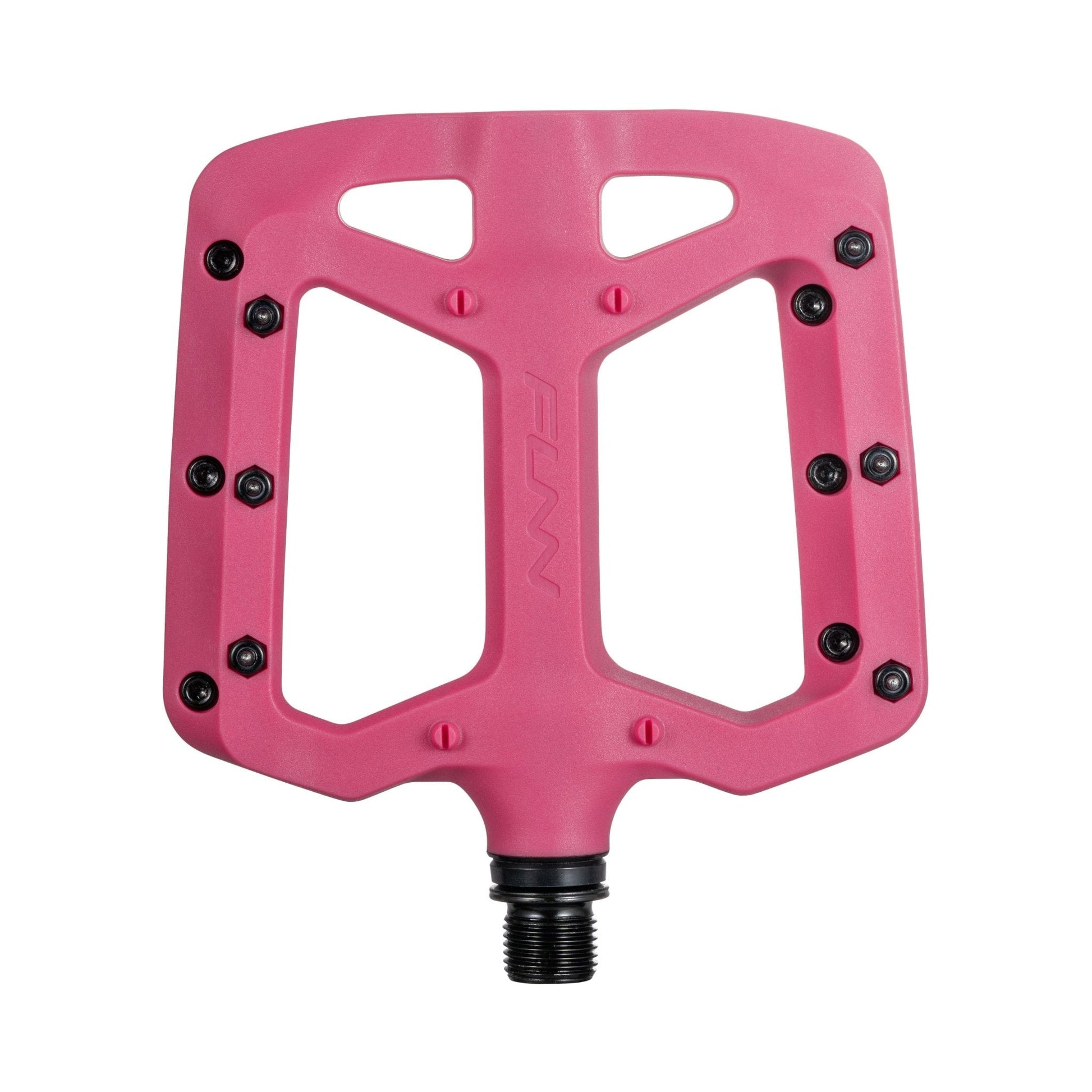 Funn mountain bike components - Taipan Flat Pedals Pink in a white background.