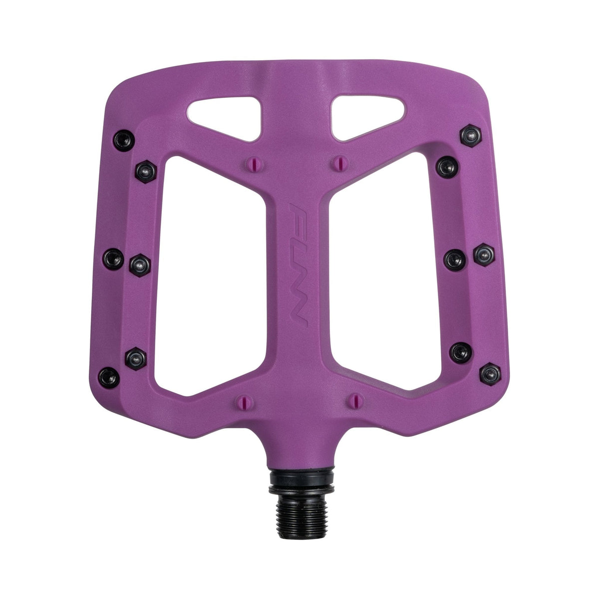 Purple FUNN Taipan Flat Pedals composite platform with metal pins and wide low-profile shape for mountain bike grip
