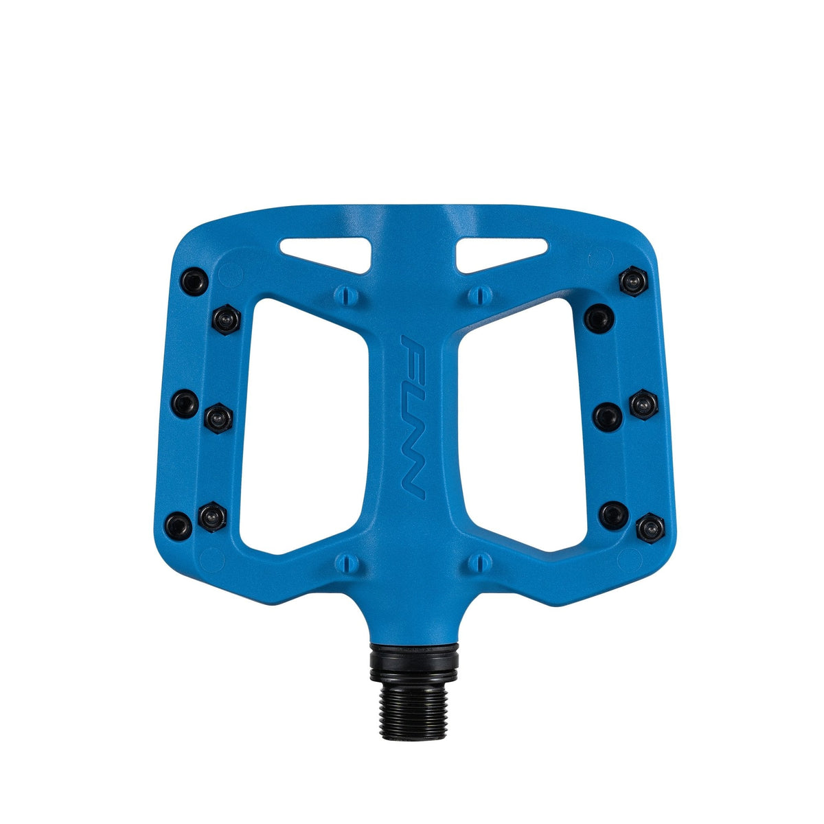 Blue FUNN Taipan S Flat Pedals composite bike pedal with wide platform, metal pins and durable axle for secure grip