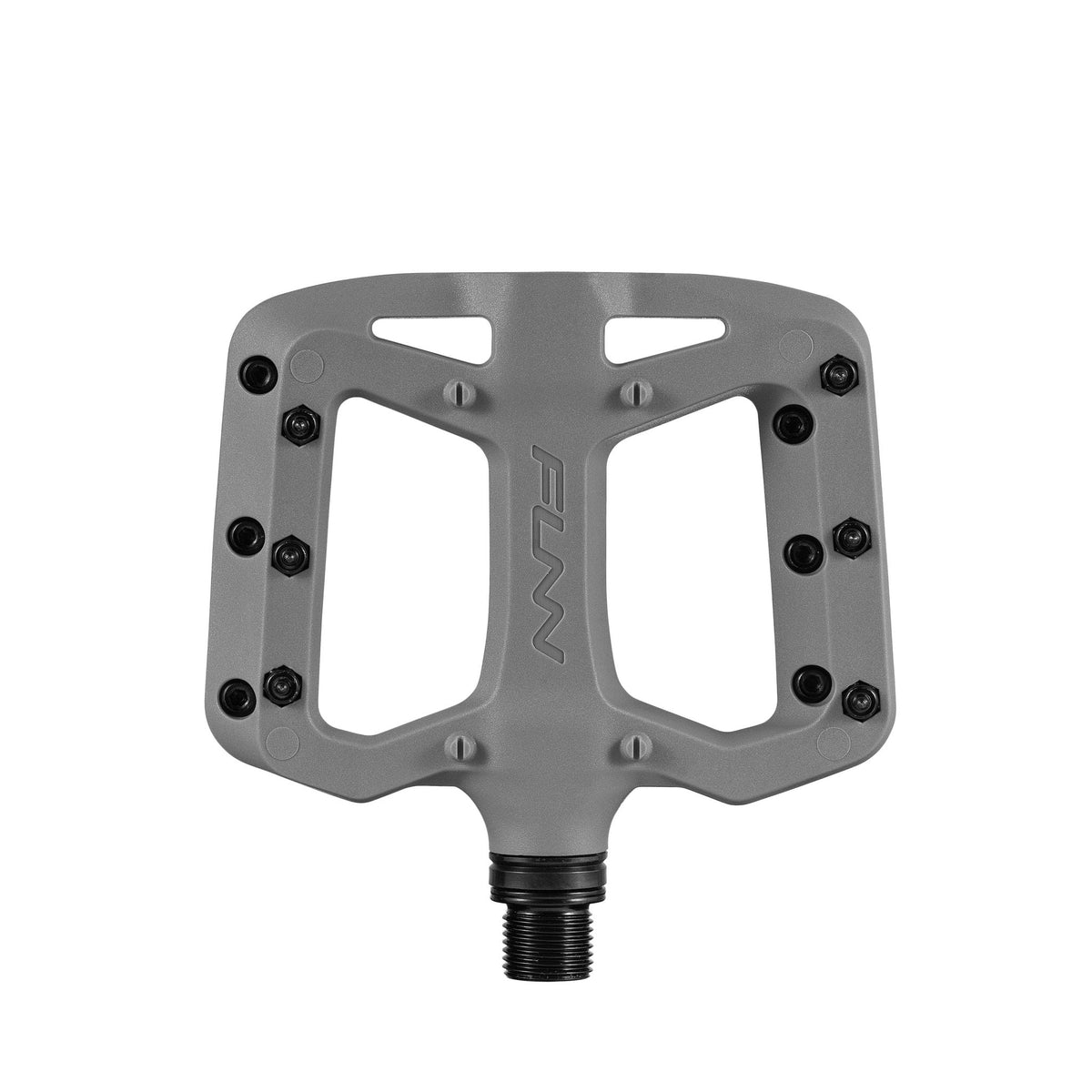 Gray FUNN Taipan S Flat Pedals composite body with wide platform and metal pins for grippy mountain bike performance