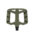 Funn mountain bike components - Taipan S Flat Pedals Olive Green in a white background.