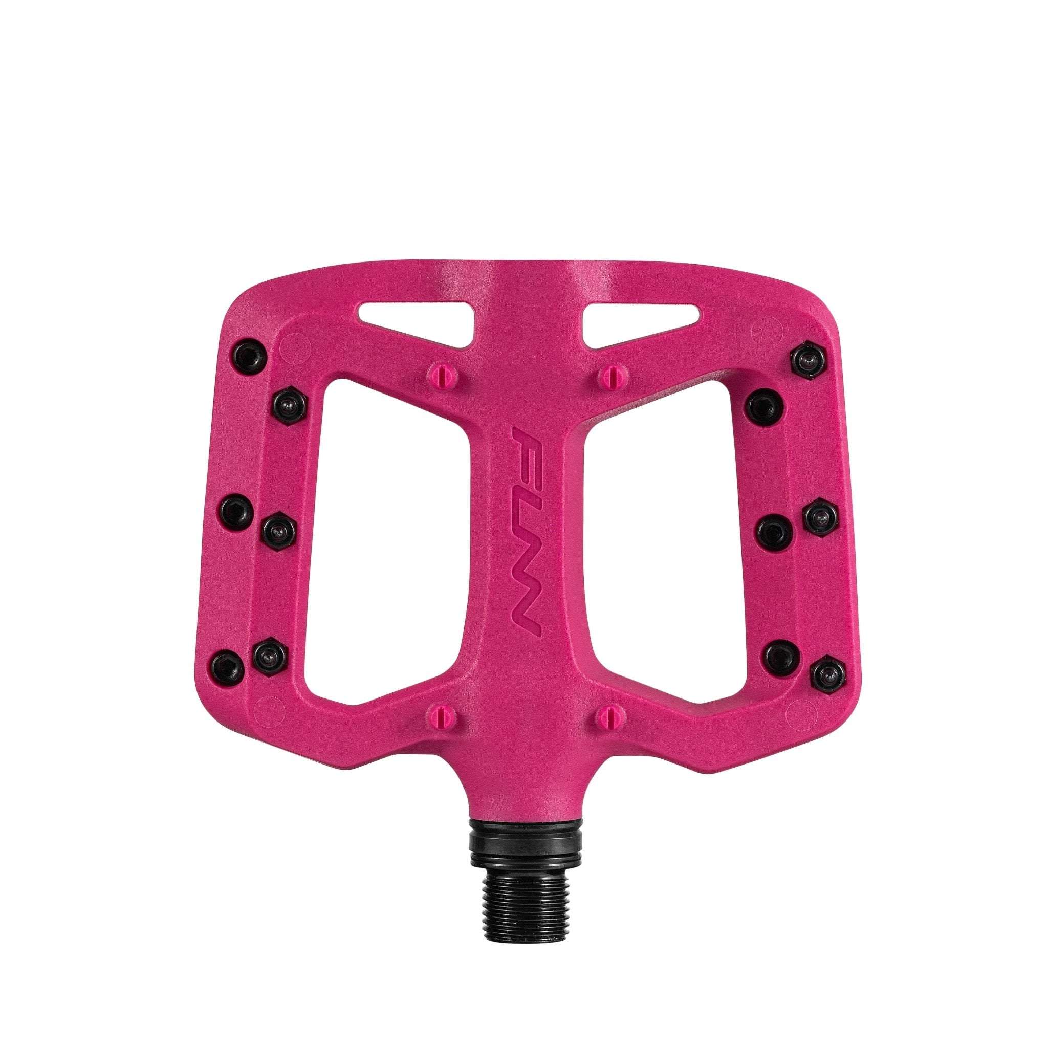 Pink FUNN Taipan S Flat Pedals composite body with steel pins and wide platform for secure mountain bike grip