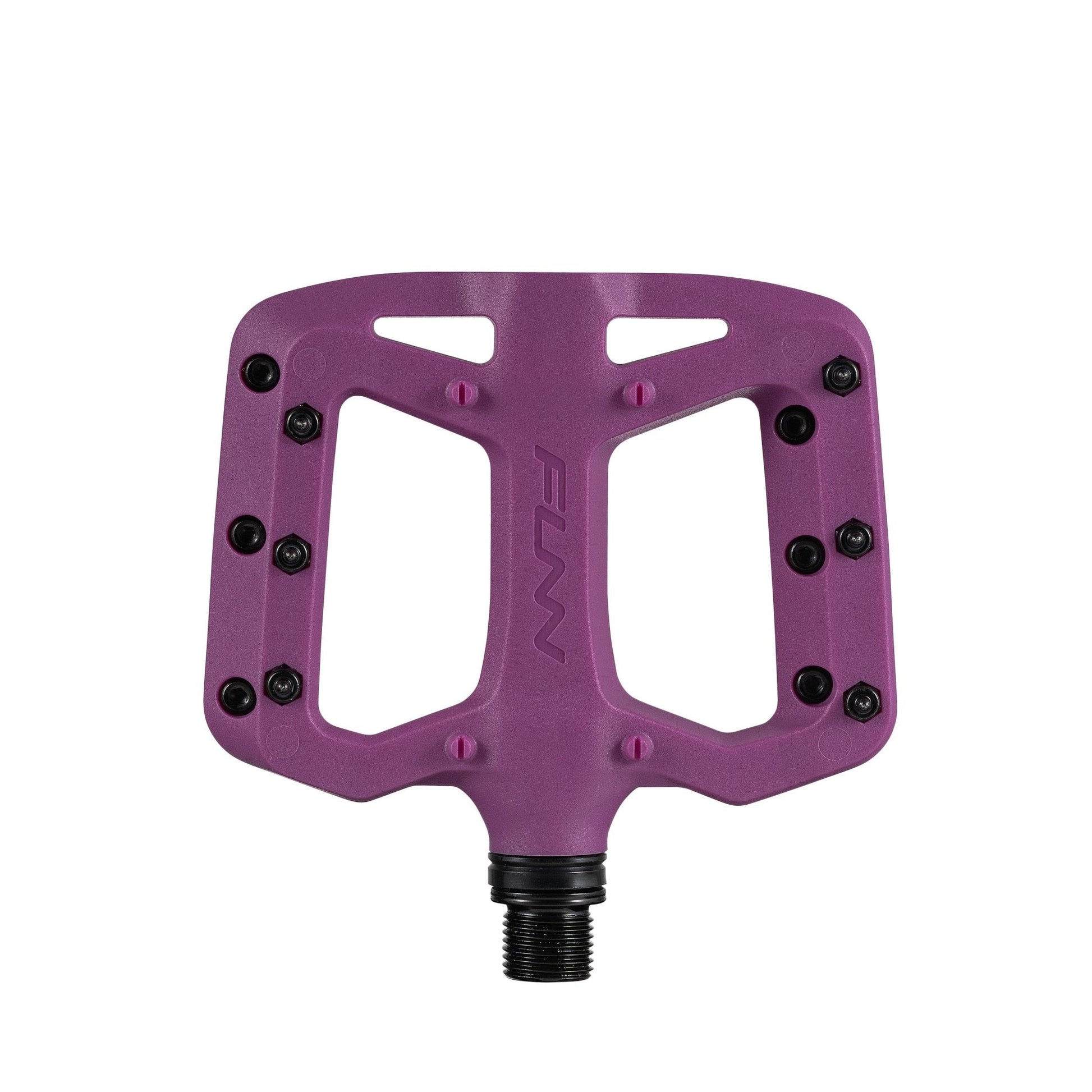 Funn mountain bike components - Taipan S Flat Pedals Purple in a white background.