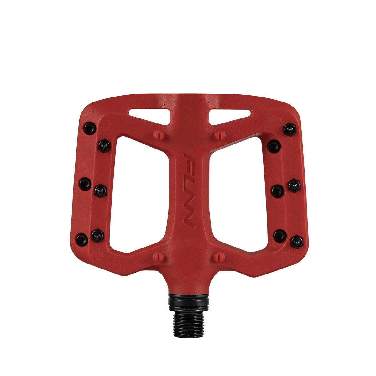 Red FUNN Taipan S Flat Pedals composite body with wide platform and metal pins for MTB bike grip and control