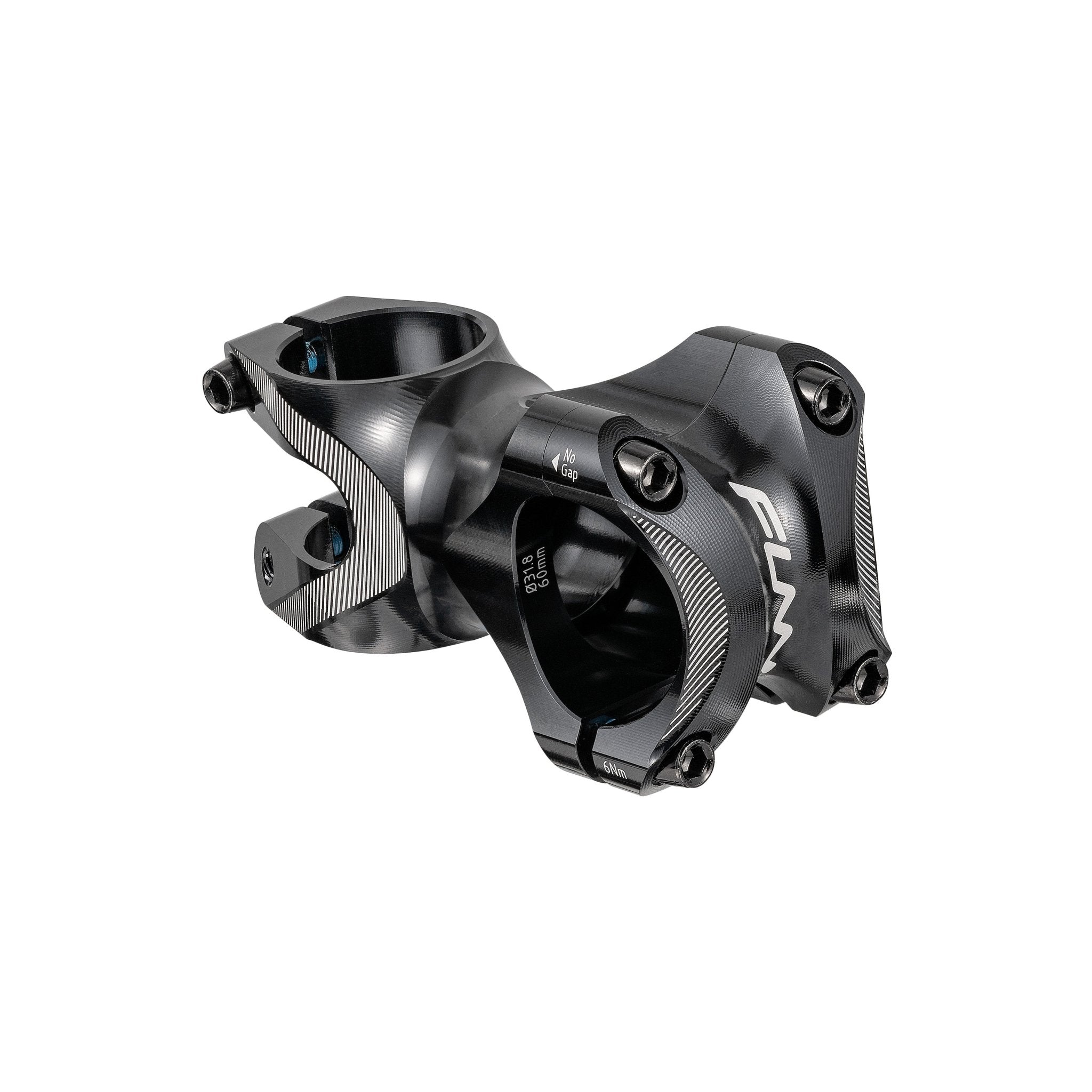 FUNN Tron Stem 40mm, black CNC alloy bike handlebar stem with four-bolt faceplate and sleek, angular design