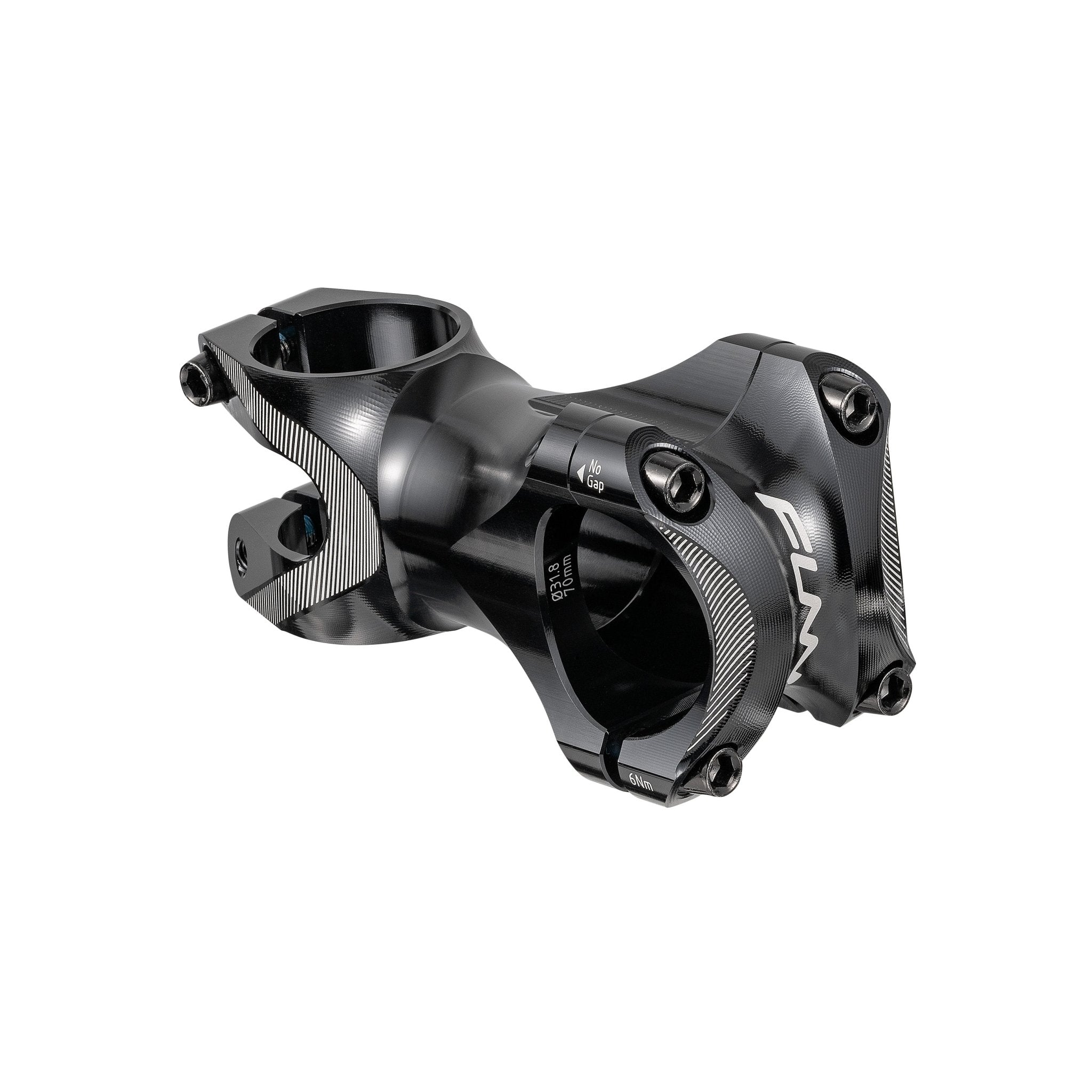 FUNN Tron Stem 70mm black CNC alloy bike handlebar stem with four-bolt faceplate and sleek, angular design