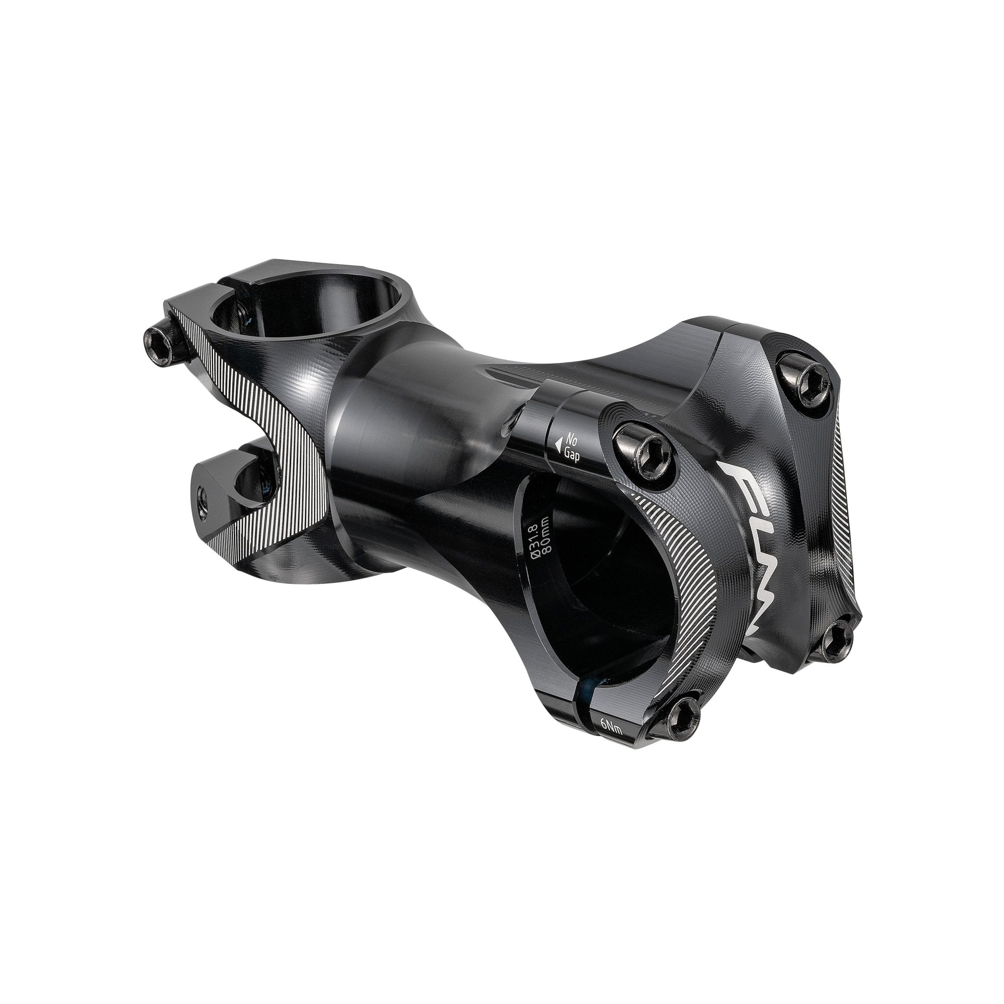 FUNN Tron Stem 80mm black alloy bike handlebar stem with CNC-machined body and four-bolt faceplate for precise steering control
