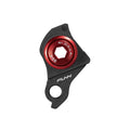 Funn mountain bike components - UDH Hanger Red in a white background.
