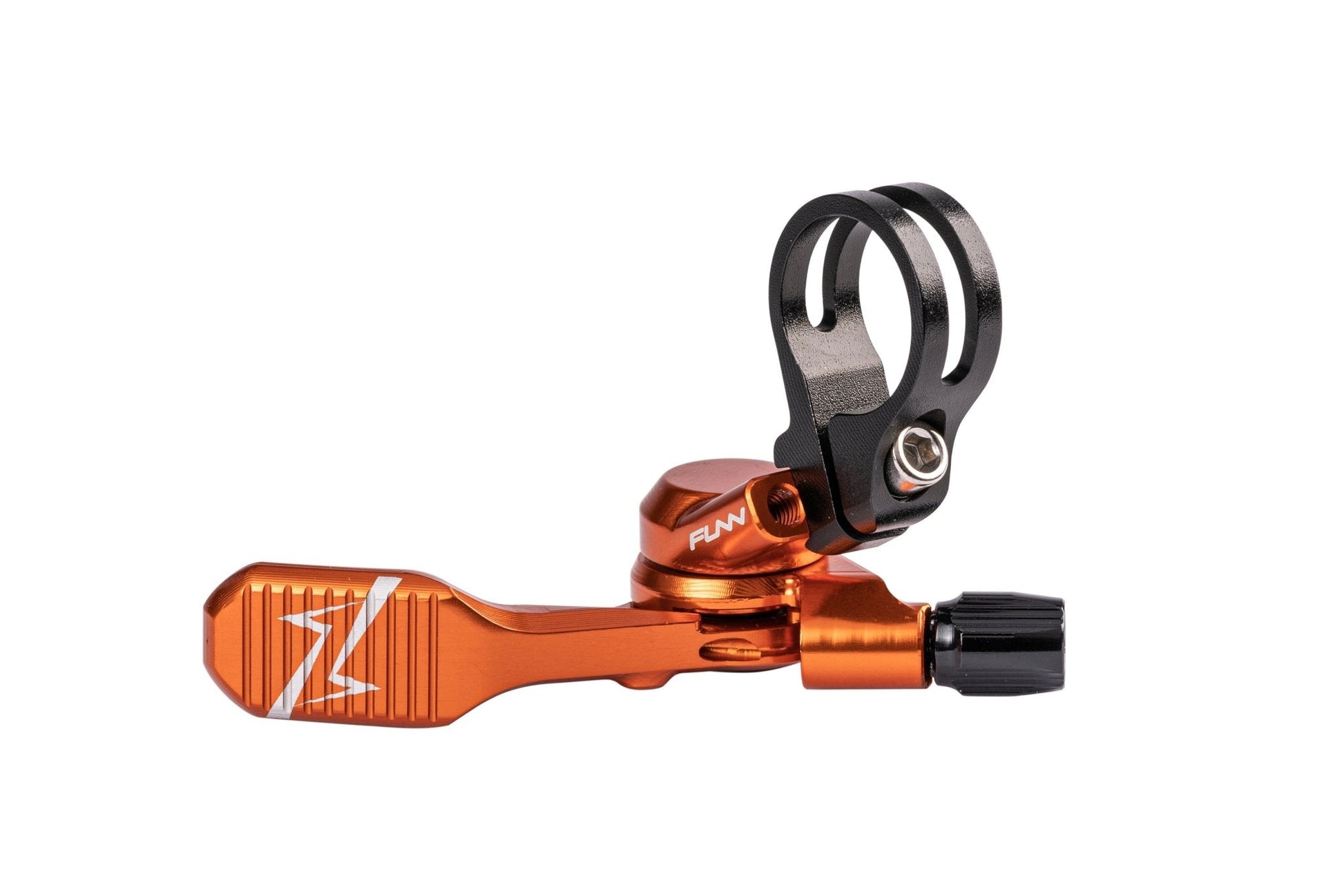 Funn mountain bike components - UpDown Dropper Lever Orange in a white background.