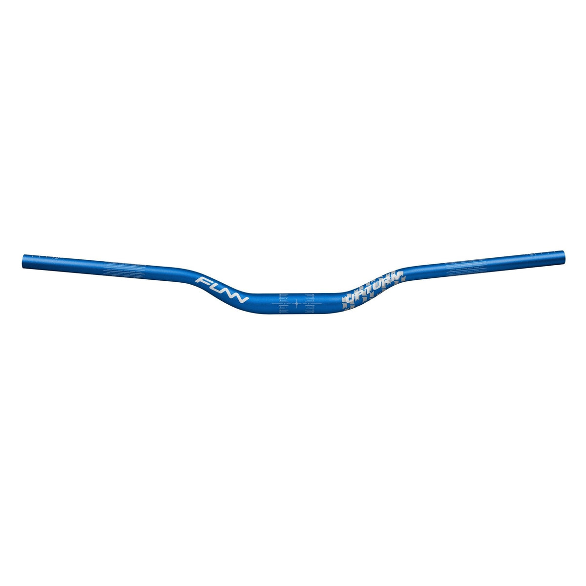 Blue aluminum FUNN Upturn High Riser Handlebar with swept, raised design for mountain bike control and comfort