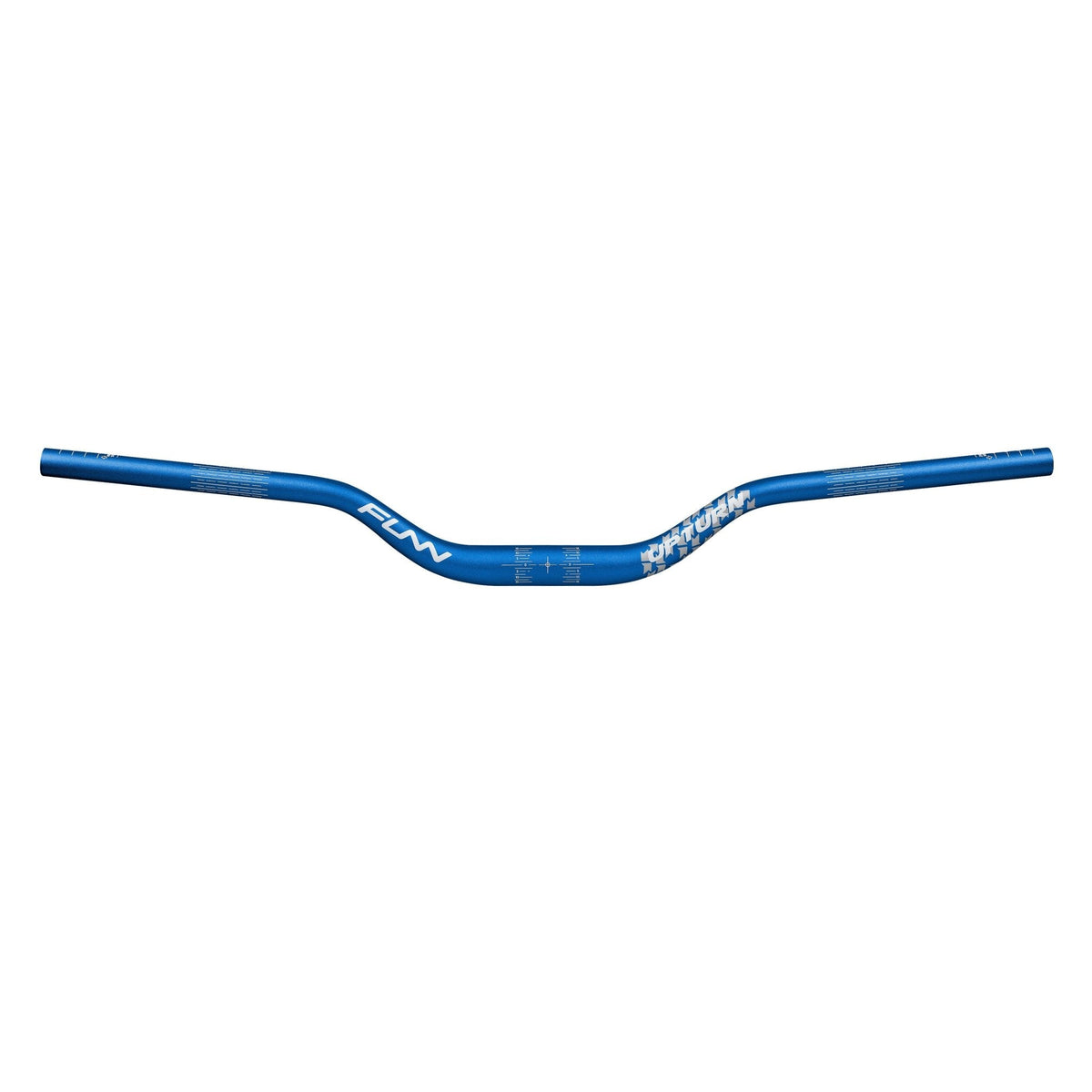 Blue FUNN Upturn High Riser Handlebar, anodized alloy MTB bar with high rise and sweep for improved control and comfort