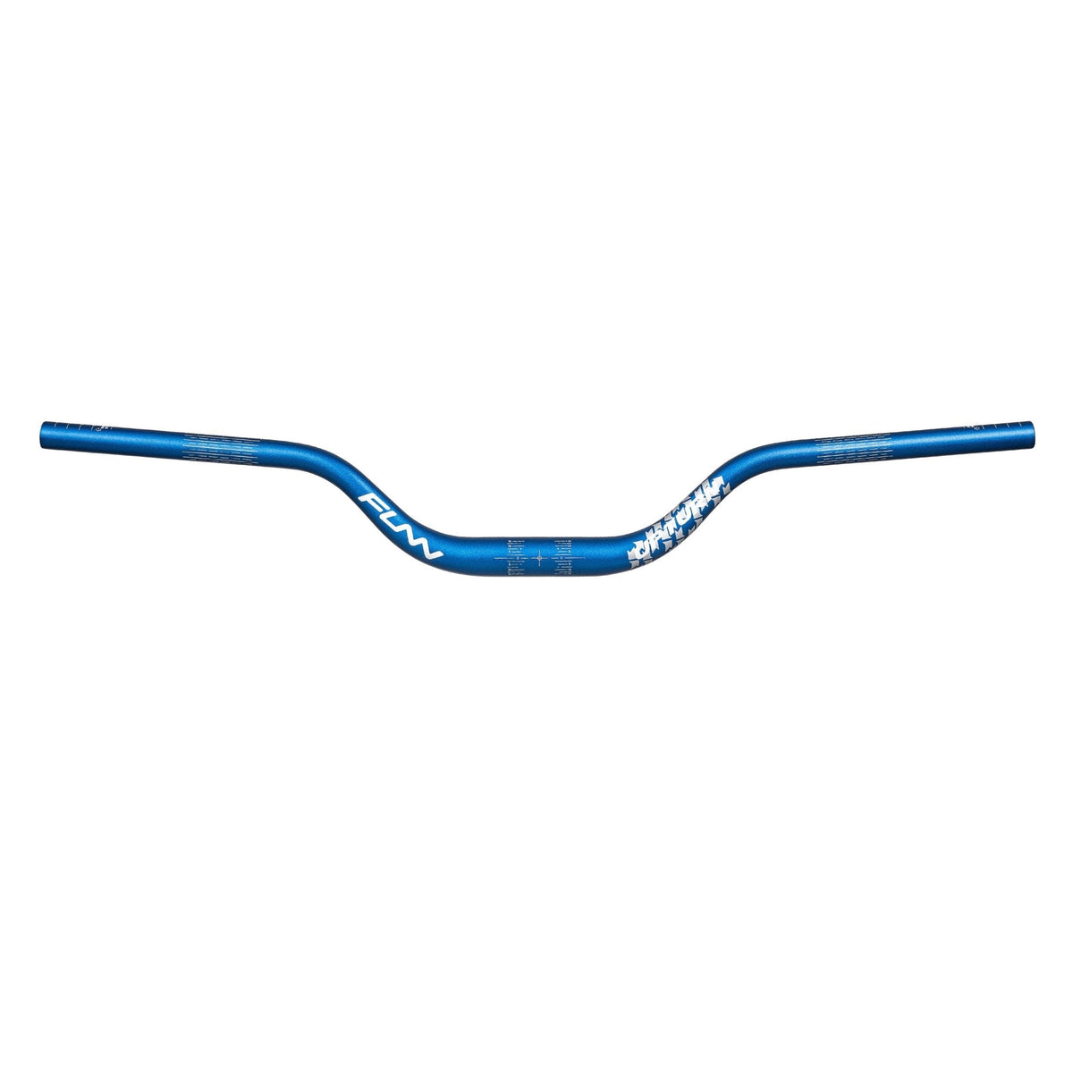 FUNN Upturn High Riser Handlebar, blue alloy MTB bar with high rise and sweep for upright, controlled mountain bike steering