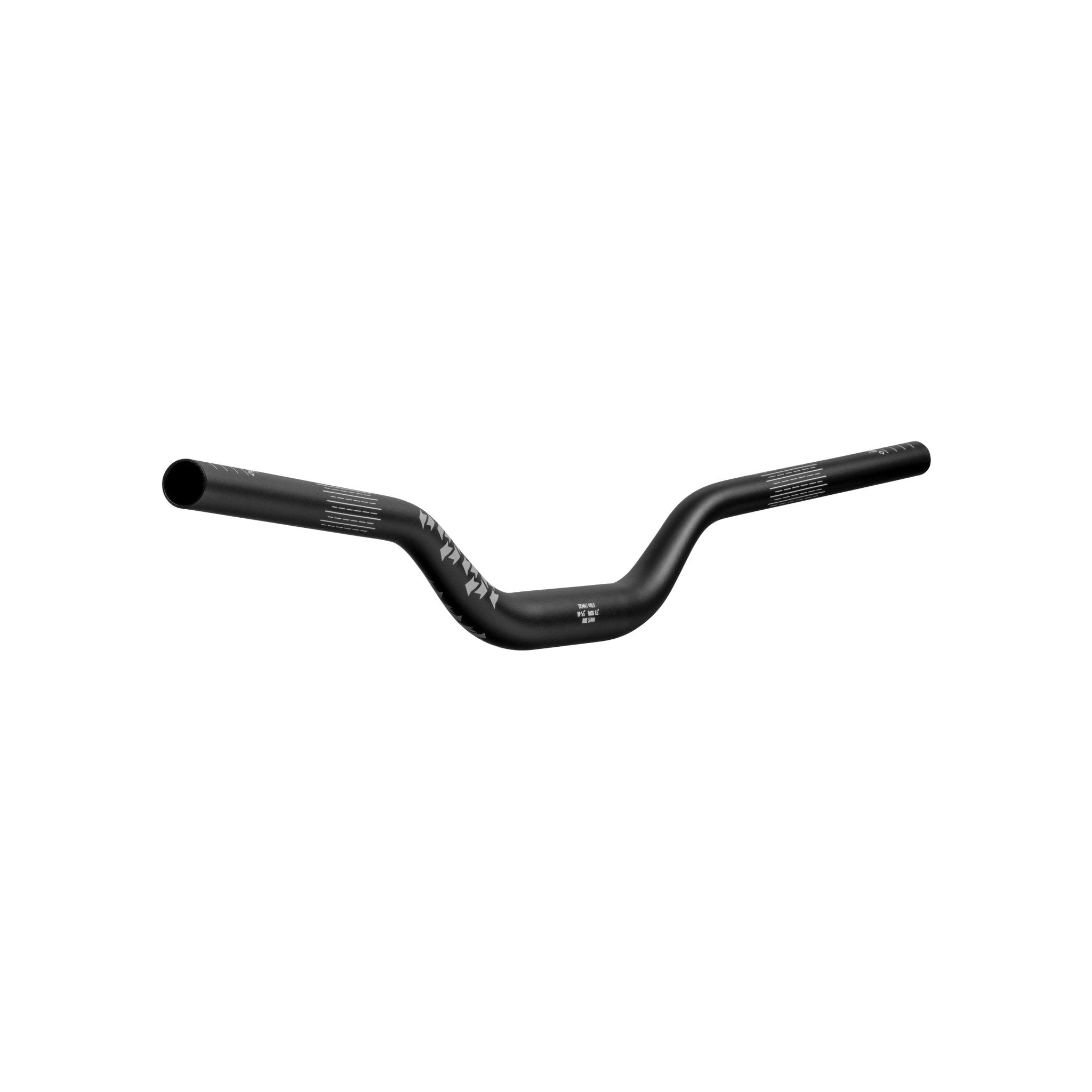 Black FUNN Upturn High Riser Handlebar, alloy mountain bike bar with high rise and upswept shape for upright, controlled riding