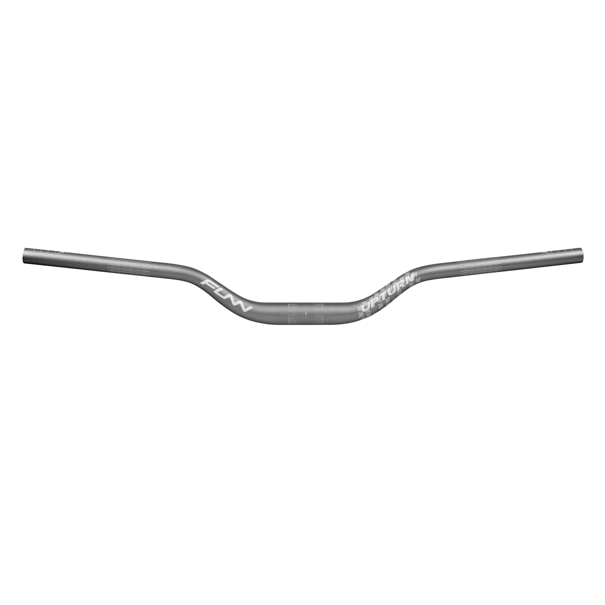 FUNN Upturn High Riser Handlebar, grey alloy MTB bar with swept rise design for improved control and upright riding position