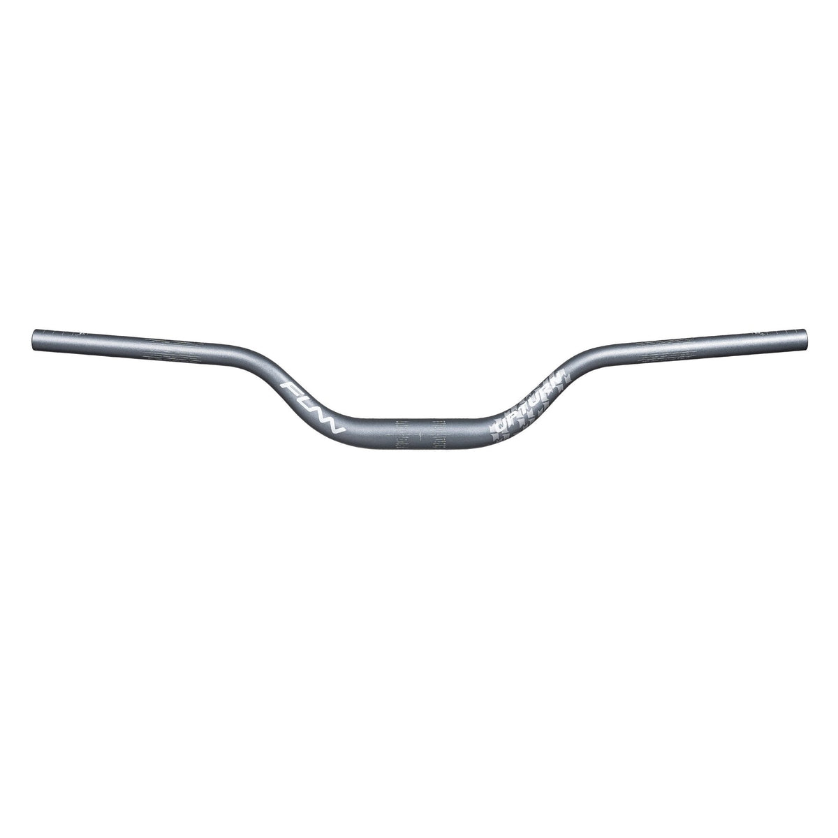 FUNN Upturn High Riser Handlebar, grey alloy MTB bar with high rise and sweep for improved control and upright riding posture