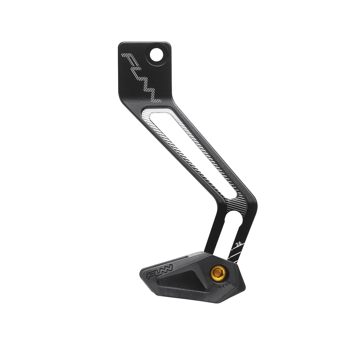 FUNN Zippa Lite D-Type Chain Guide, black alloy arm with plastic guard, fits Shimano “Direct Mount” front derailleur threads