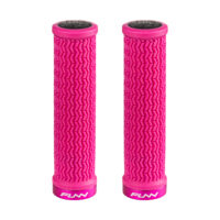 Two pink Holeshot grips on a white background.