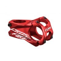 a red Crossfire bike stem with 31.8mm bar clamp size and 50mm length.