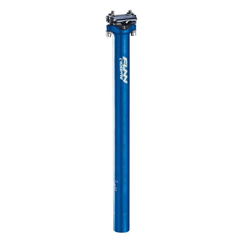 a blue Crossfire bicycle Seatpost on a white background.