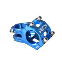 a blue funnduro bicycle stem with 31.8mm bar clamp size and 35mm length.