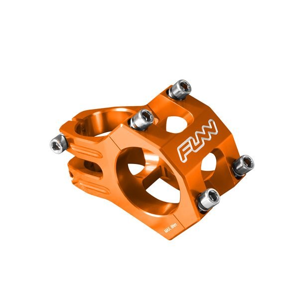 an orange funnduro bicycle stem with 35mm bar clamp size and 35mm length.