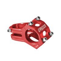 a red funnduro bicycle stem with 35mm bar clamp size and 45mm length.