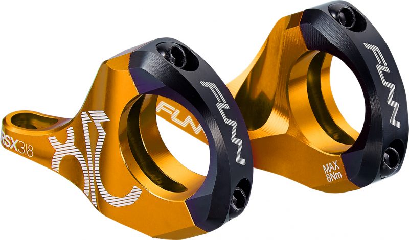 a pair of orange RSX bicycle direct mount stems with 31.8mm bar clamp size and 20mm rise.