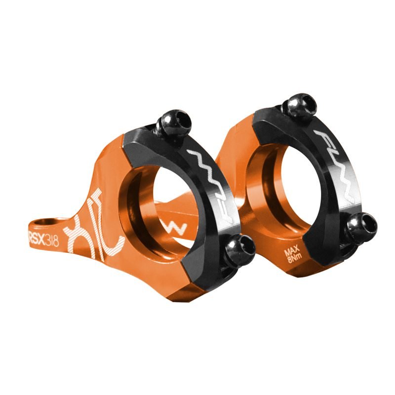 a pair of orange RSX bicycle direct mount stems with 31.8mm bar clamp size and 20mm rise 04