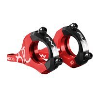 a pair of red RSX bicycle stems with 31.8mm bar clamp size and 20mm rise.