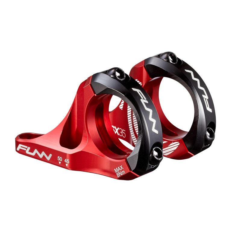 a pair of red RSX bicycle stems with 35mm bar clamp size and 30mm rise 02