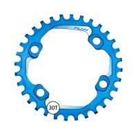 a blue Solo 96 Narrow-Wide bike chainring on a white background.